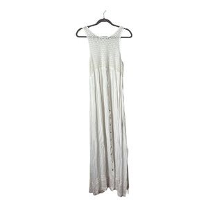 Knot Sisters Anthropologie Maxi Long‎ Dress White Gauzy Crochet Knit Size Medium